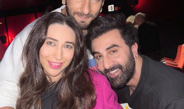 "Bollywood News: Karisma Kapoor Shares Heartwarming Photo with Ranveer Singh and Ranbir Kapoor at Rocky Aur Rani Kii Prem Kahaani Premiere, Celebrates Their Bond as 'My Heartline and My Bloodline'"