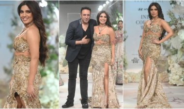 "Bhumi Pednekar Dazzles as Showstopper for Varun Bahl in a Mesmerizing Gold Ensemble at ICW | Latest Fashion Highlights"