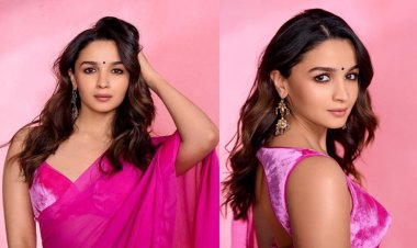 Opt for a Minimalistic Approach to Festive Attire with Alia Bhatt's Elegant Manish Malhotra Pink Saree and Flattering Blouse Combo.