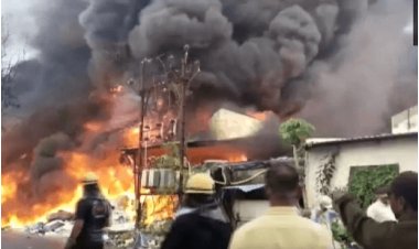 Fire incident occurred in a plastic bag manufacturing company in Gujarat.