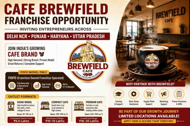 Brewfield Café Launches Franchise Network in Delhi NCR, Punjab, Haryana and Uttar Pradesh, Calls for Entrepreneurs to Start Their High Growth Coffee Business